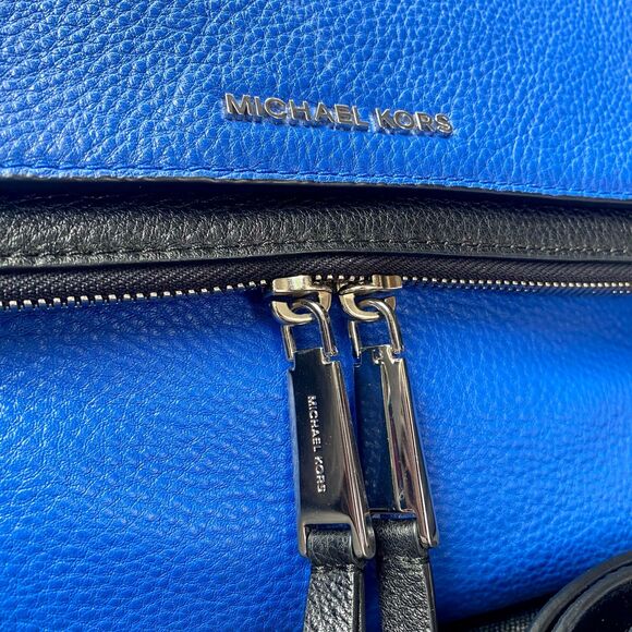 MK Ezra Medium Messenger Crossbody Bag in Electric Blue + Black - Picture 2 of 13